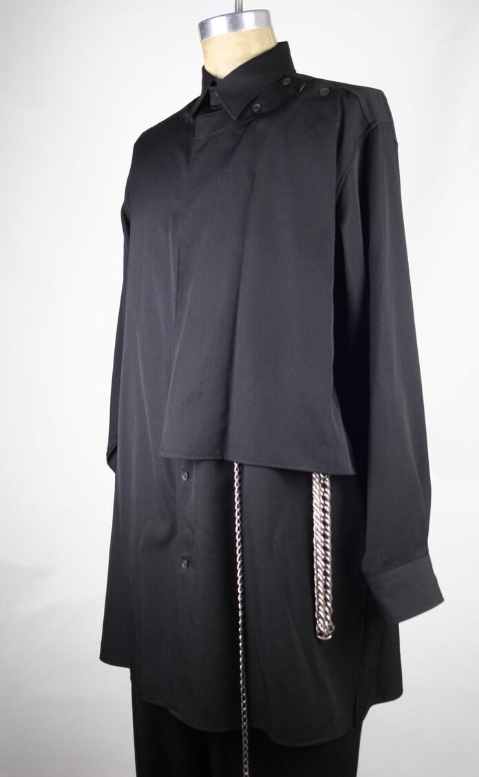Shirt Black Wool Gabardine 