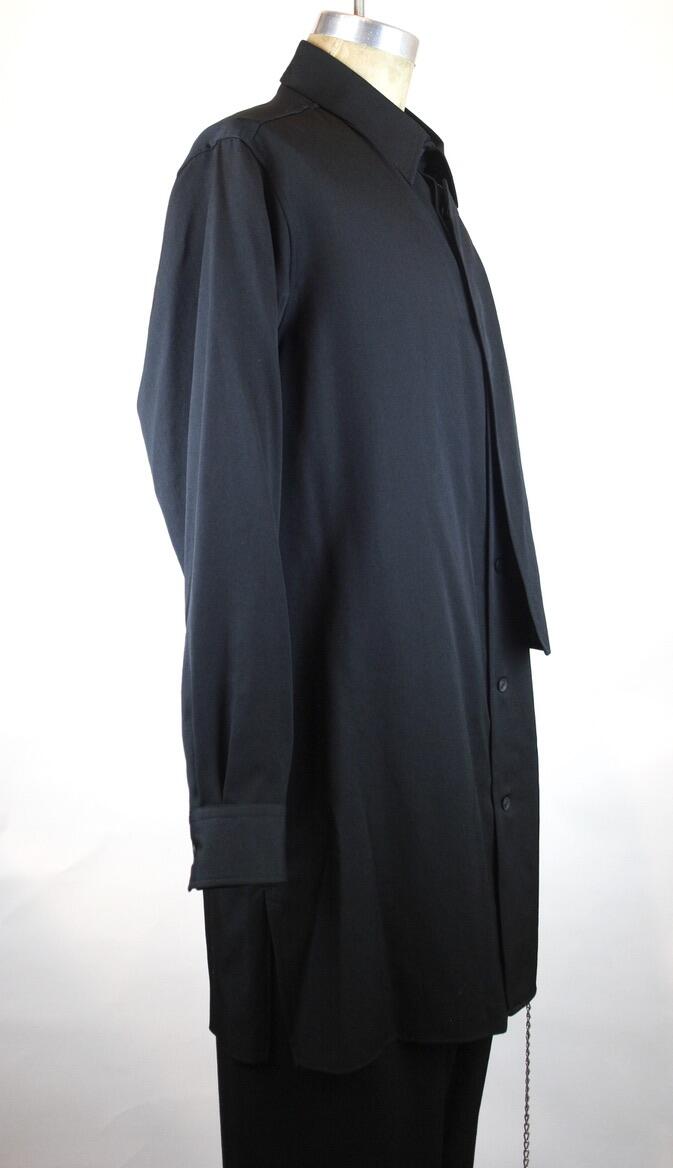 Shirt Black Wool Gabardine 