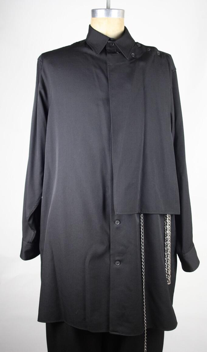 Shirt Black Wool Gabardine 